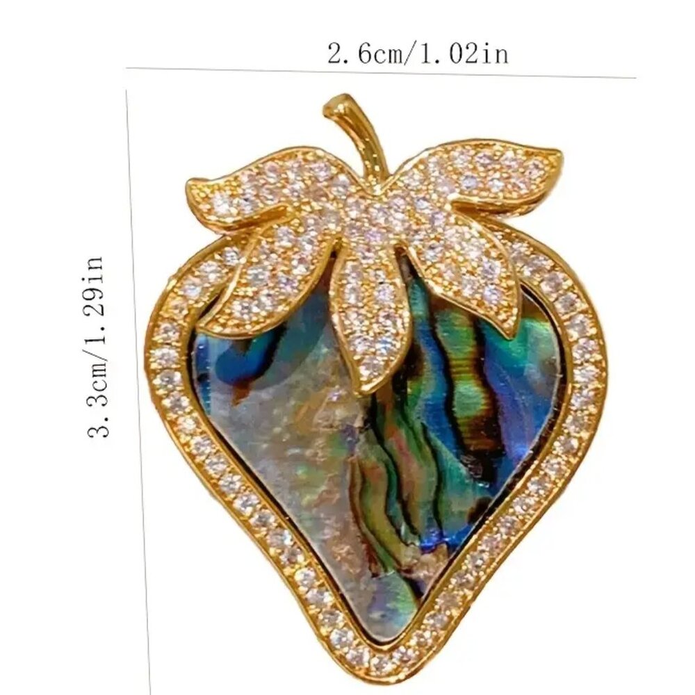 🌺 🌺 🌺  Gold and Blue Brooch with Iridescent Stone Design